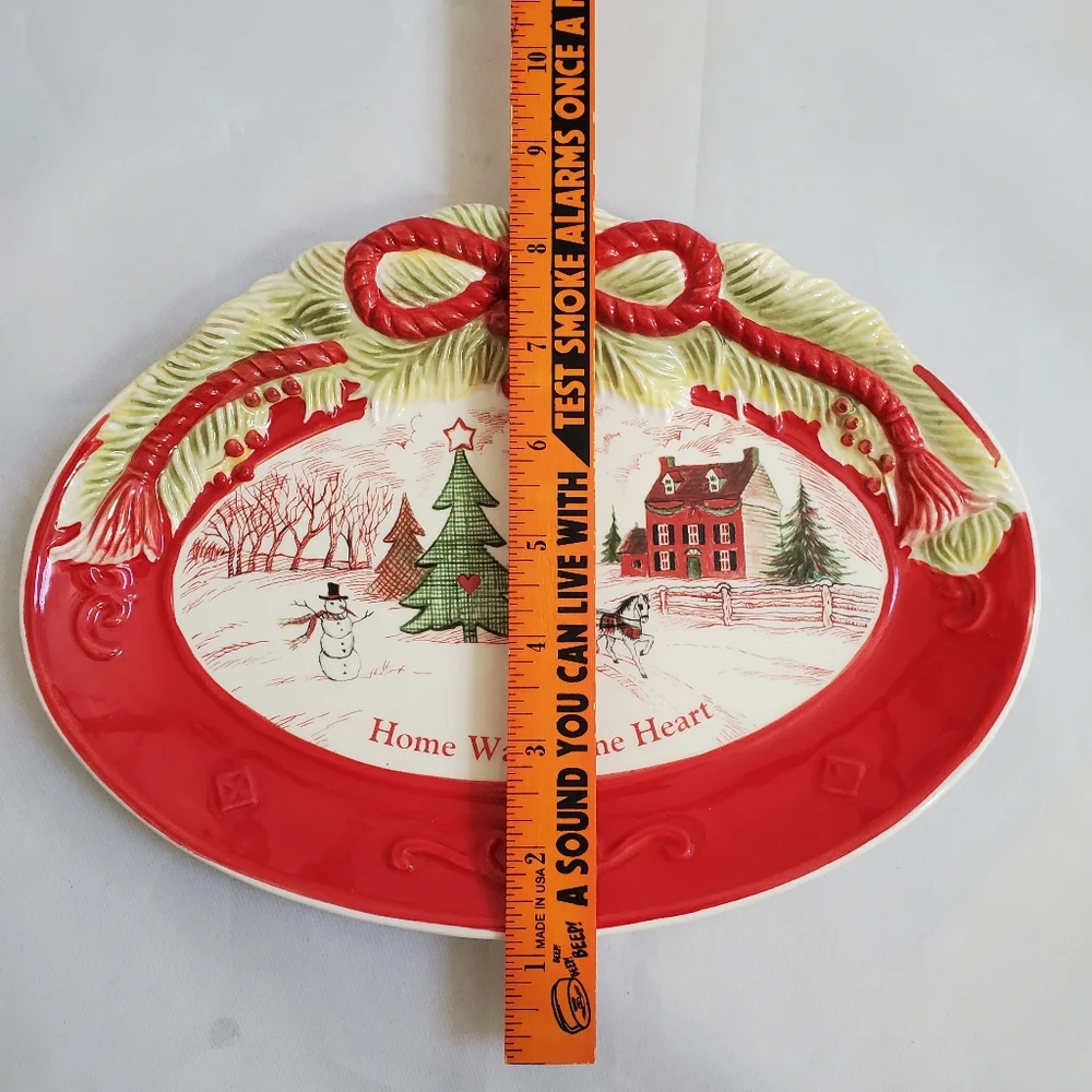 Fitz and Floyd Christmas Home Warms the Heart Sentiment Cookie Tray Plate